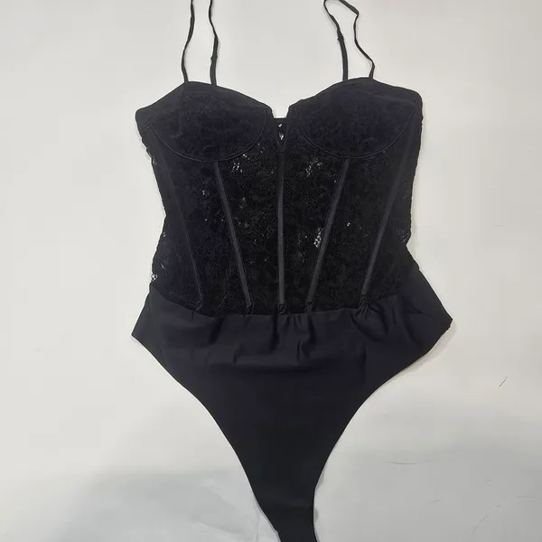 CAMI NYC Anne Corded Lace Bodysuit in Black - Image 3