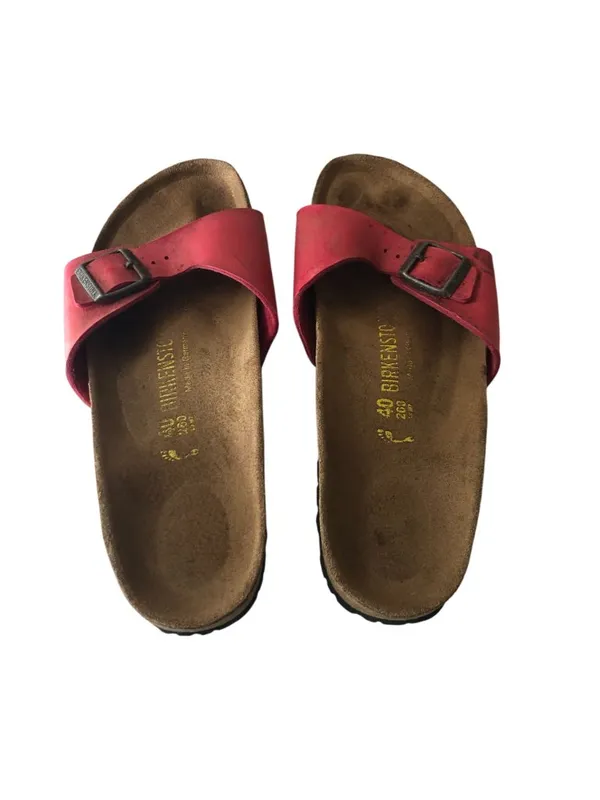 Birkenstock Madrid Slide Sandals Red 40 Narrow Women's Size 9 - Image 4