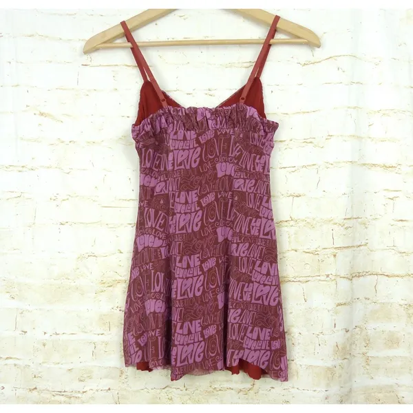 Urban Outfitters Love Mesh Tank Top Women S Pink Brown Sheer Cami Cut Hem Y2K - Image 12