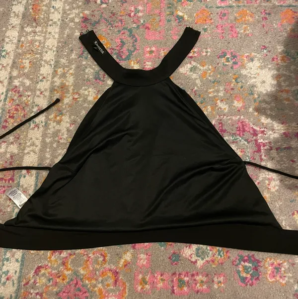 Express Black Open Back Halter Top - Image 2