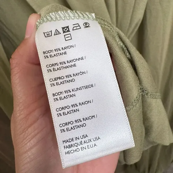 Free People Beach Olive Green Stretchy Long Slit Rayon Top Pants Set XS/S - Image 7