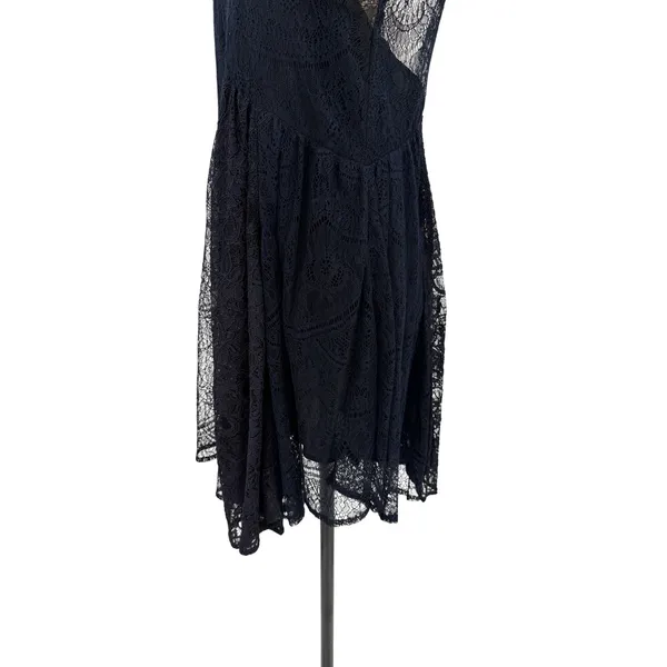 Free People Don't You Dare Lace Mini Dress Open Back Black Combo‎ Size Small NWT - Image 9