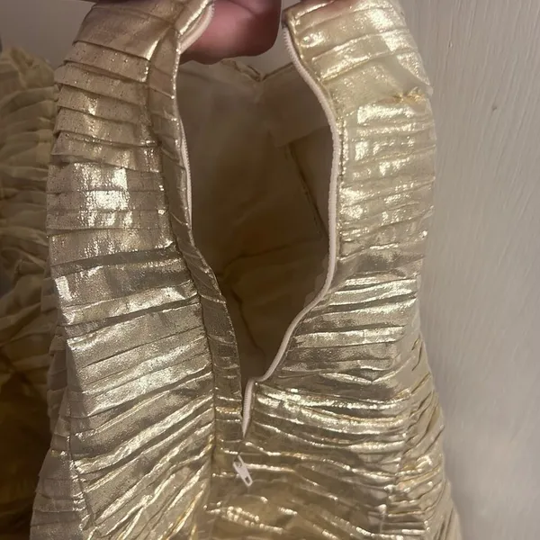✨Jessica McClintock Gunne Sax Vintage Strapless Metallic Gold Mini Sz 7/8 Dress✨ - Image 6
