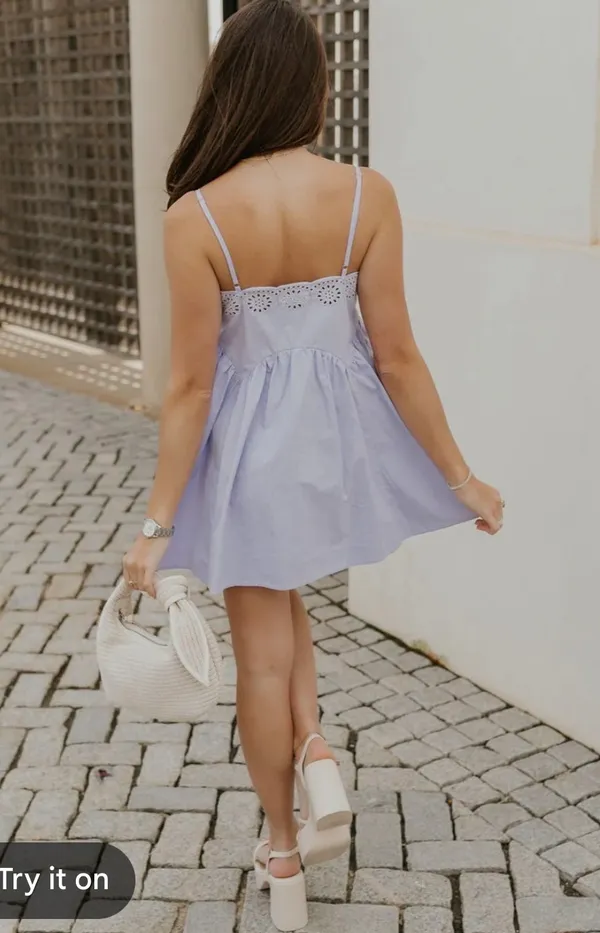 Boutique Lilac eyelet mini dress - Image 3