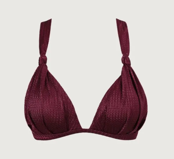 Berlook Burgundy Jacquard Knot Bikini Top ONLY 70 - Image 6