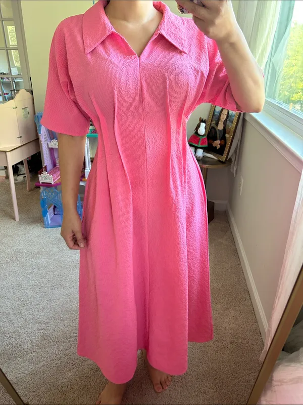 Cool fabric pink dress. S - Image 12