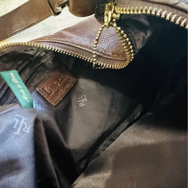 Ralph Lauren brown leather woven Y2K small shoulder bag - Image 7