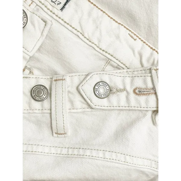 Free People Palmer Cuffed Wide Leg Tab Waist Jeans Size 27 Eggshell White Wash - Image 11