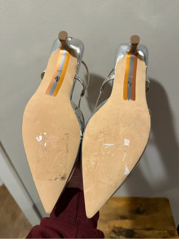 Sam Edelman Toni Silver Pointed Slingback Kitten Heels 6.5 - Image 6
