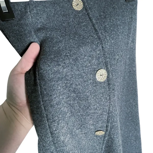 NWT ZARA Women’s Gray Sweater Knit Button Detail Midi Skirt Medium - Image 2