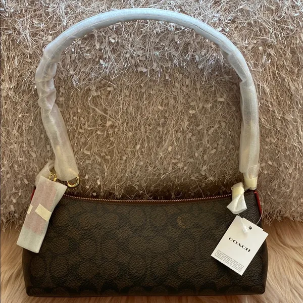 NWT Coach Black Signature Shoulder Bag with Gold Accents - Image 2