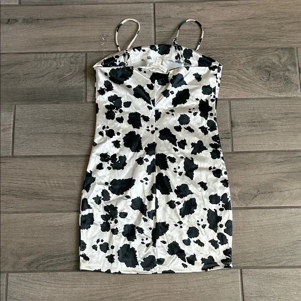 Monochrome Spaghetti Strap Mini Dress Black - Image 5