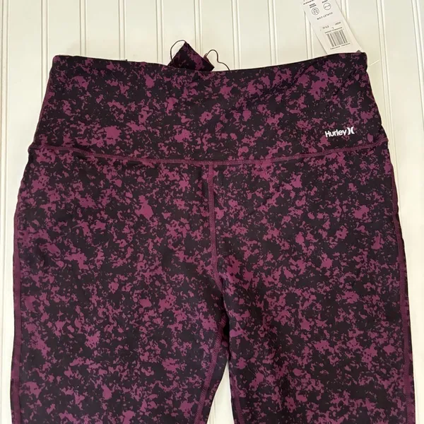 Hurley Reversible Leggings Large Potent Purple Splatter Print High Waisted HA32L - Image 5