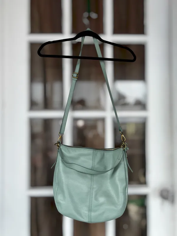 Fossil Jolie Hobo Crossbody Bag One Size Sage Green Cow Hide Leather Boho - Image 2