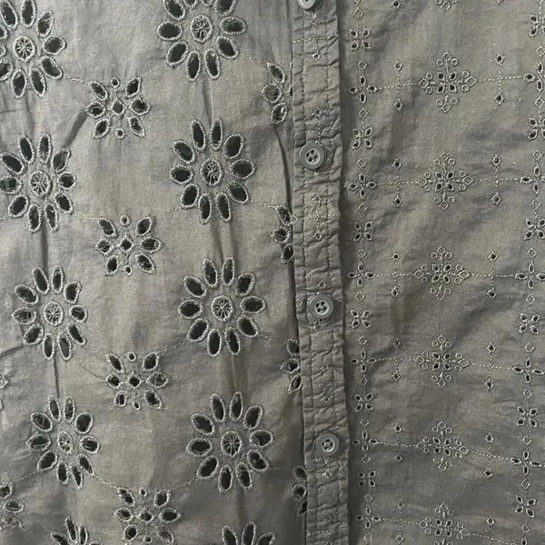 American Eagle Outfitters Black Eyelet Button Down Top(Size XS) - Image 7