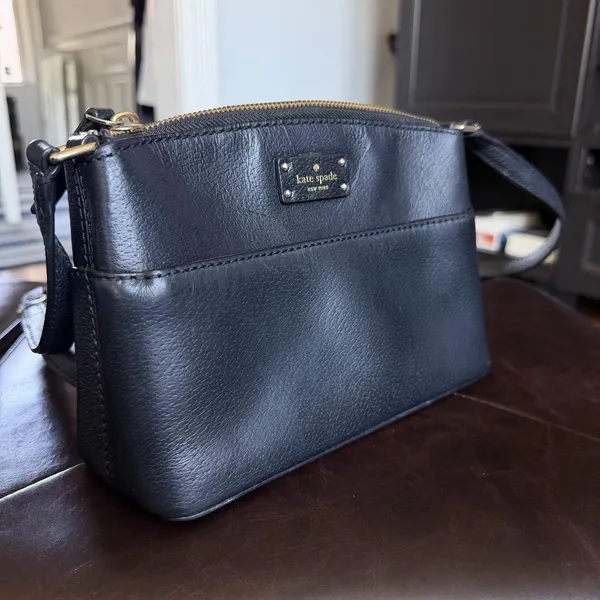Kate Spade Crossbody Bag Womens Small Black Leather Zip Top Adjustable Strap - Image 3