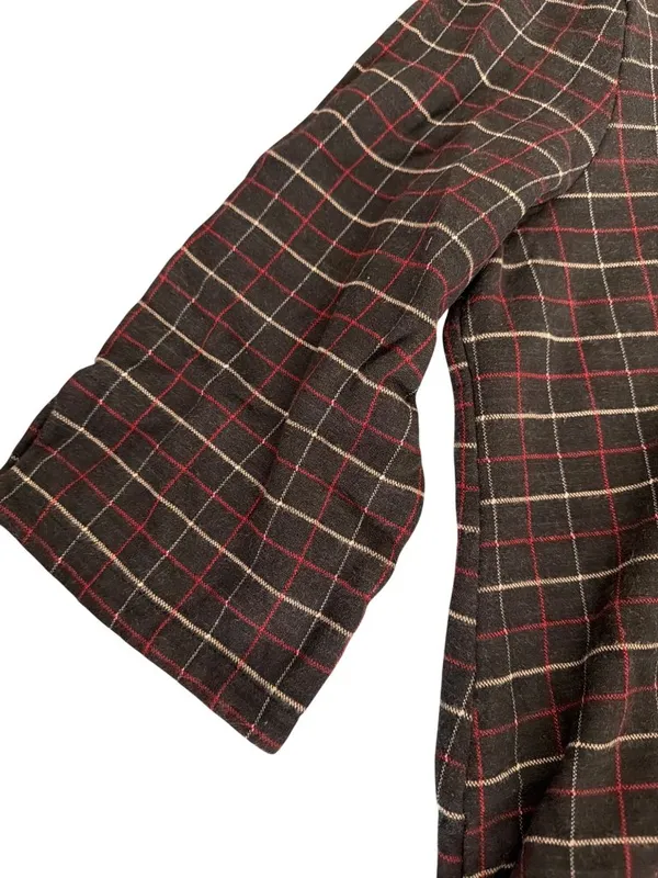 J. Jill Ponte Plaid Tunic Top Windowpane Shirt Side Slits Black Red White Sz XL - Image 3