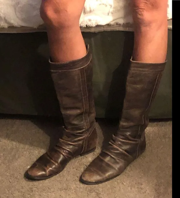 VINTAGE, RARE, leather,distressed boots, brown sz8.5 - Image 4