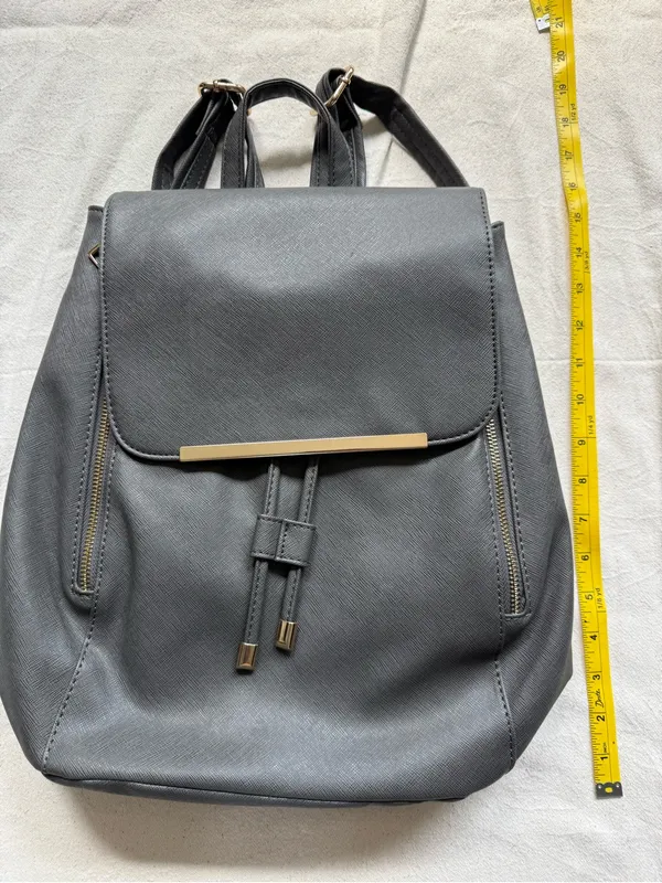 Women’s Gray Backpack Purse with Gold Accent - Image 7