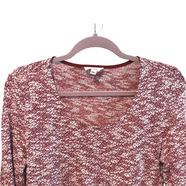 Entro Womens Red Marl Knit Babydoll Top Crochet Lace Cuff Mesh Hem Size‎ L T5735 - Image 2