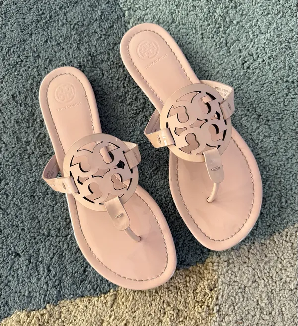 Tory Burch Sea Shell Pink Patent Leather Miller Sandal - Image 2