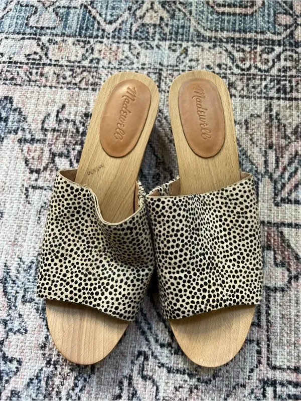 Madewell The Evelyn Slide Clog in Spotted Calf Hair Size 8 - Image 4