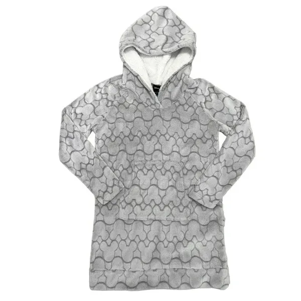 Disney Mickey Mouse Fleece Hoodie Dress Lounge Cozy Blanket Grey Woman's Size M - Image 6