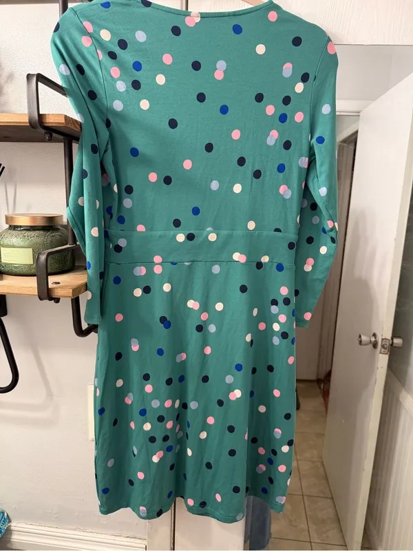 Boden Teal Green Polka Dot Wrap Dress - Image 4