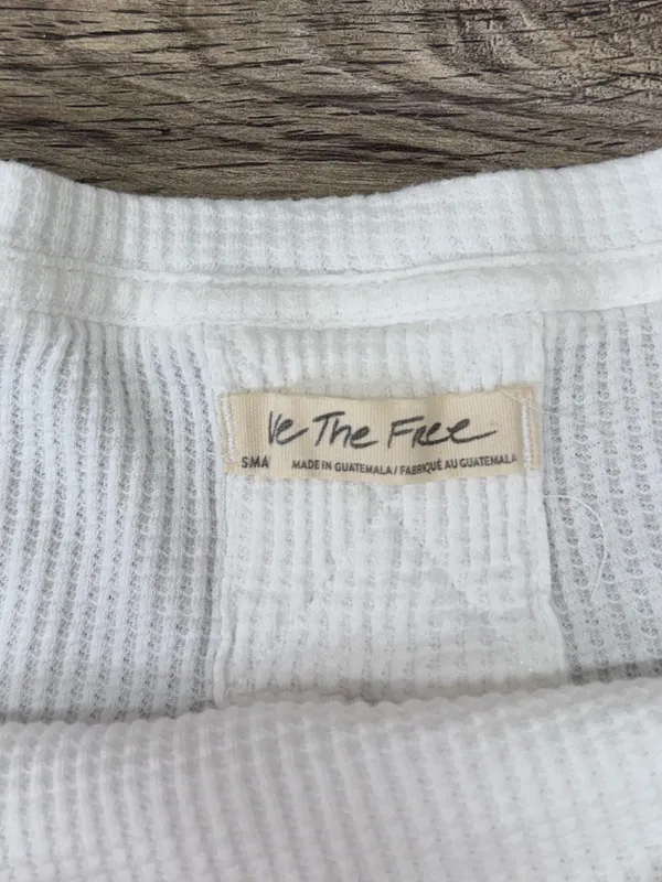 We the free white waffle knit long sleeve top size small - Image 3
