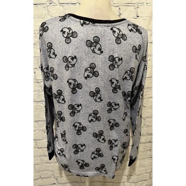 Disney Women’s Mickey Mouse Sleepwear Pajama Top Blue Loungewear Medium - Image 3