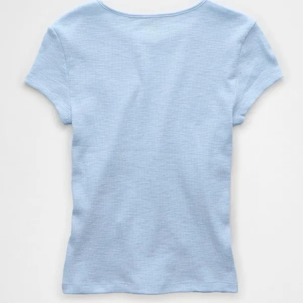 Baby blue American Eagle ribbed baby tee - Image 2