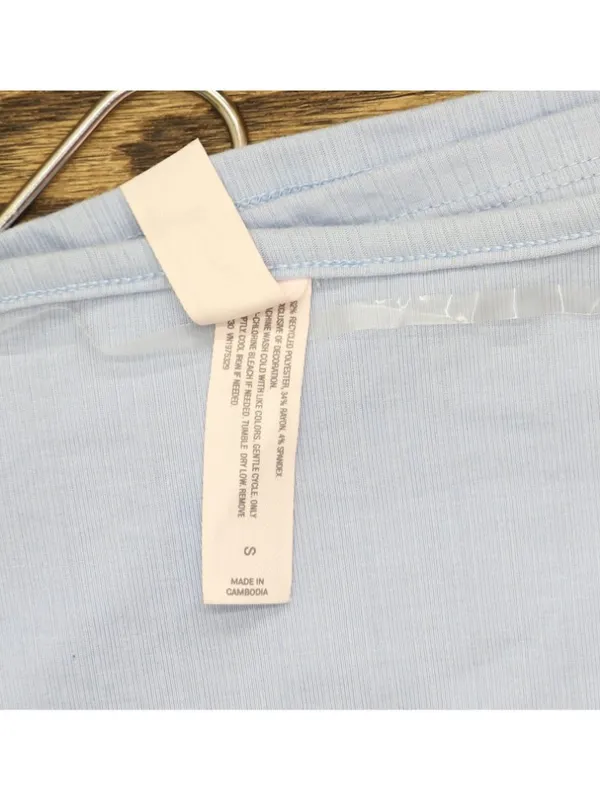 NWT Auden Womens Variegated Ribbed Long Sleeve Pajama Top 94645637 Light Blue S - Image 5