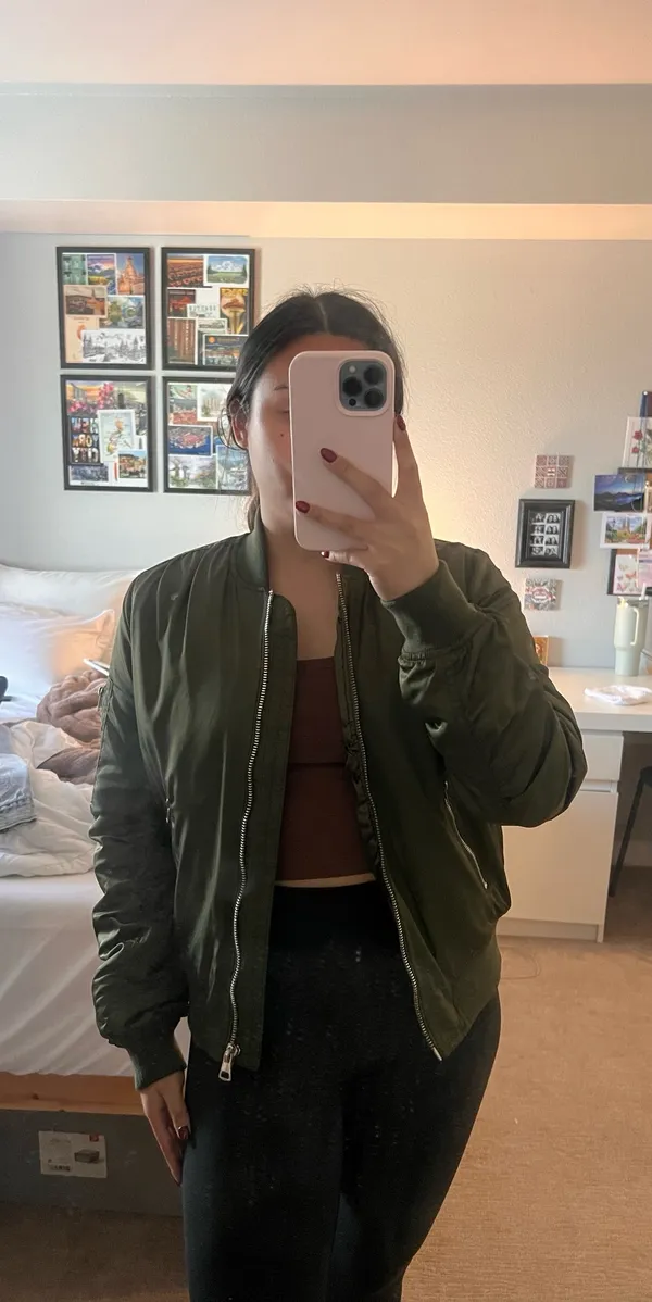 Topshop Bomber Olive Green Jacket - Image 2