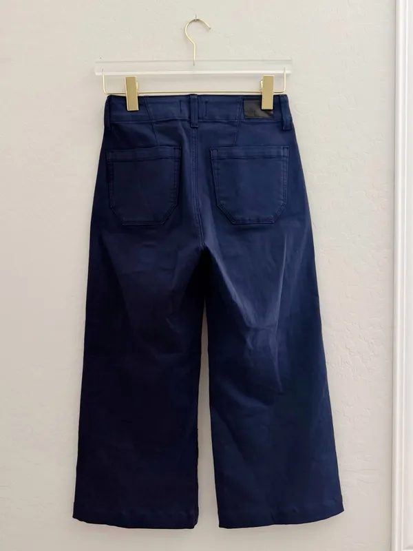 Paige Brooklyn Wide Leg Crop Pants in Vintage Cosmic Navy High Rise Size 25 - Image 9