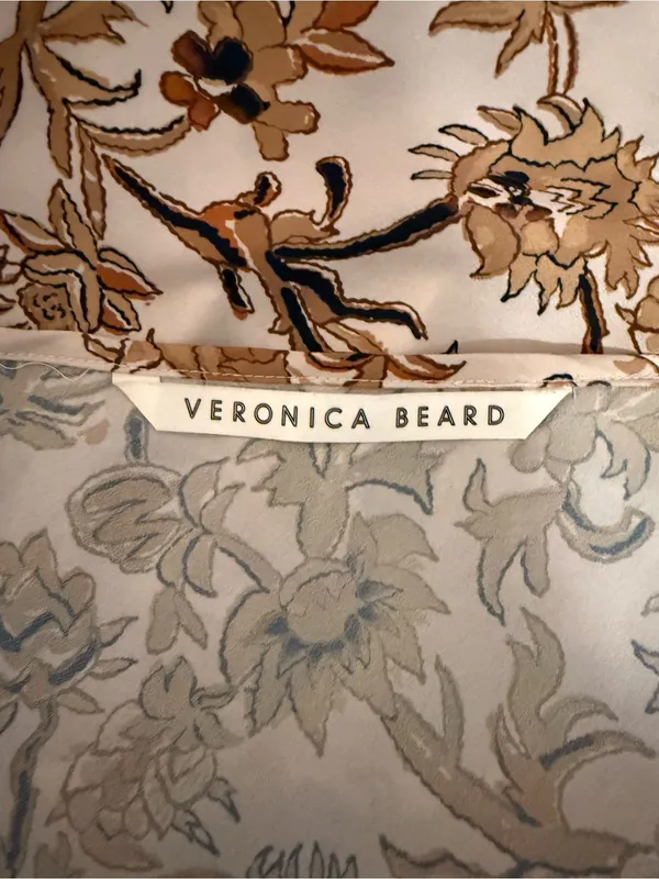 Veronica Beard Beige Floral V-Neck Camisole - Image 3