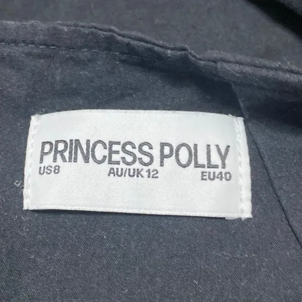 Princess Polly Women's Black High Waisted Back Zip Slit Mini A Line Skirt Size 8 - Image 4