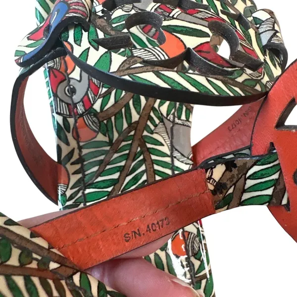 Tory Burch Miller Something Wild Patent‎ Sandals 7.5 Rare Print - Image 7