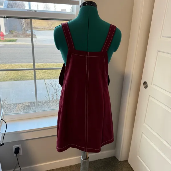Forever 21 Maroon and White Overalls Jumper Academia Americana Oktoberfest Medium - Image 6