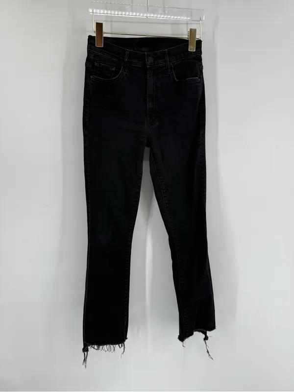 MOTHER Denim Black The Insider Crop Step‎ Fray Not Guilty Jeans size 26 - Image 3