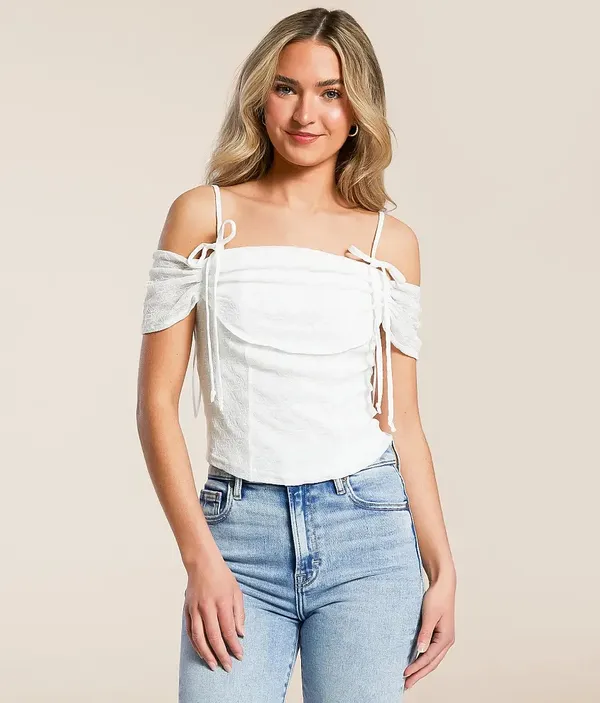 Willow & Root Floral Lace Cold Shoulder Top - Image 2