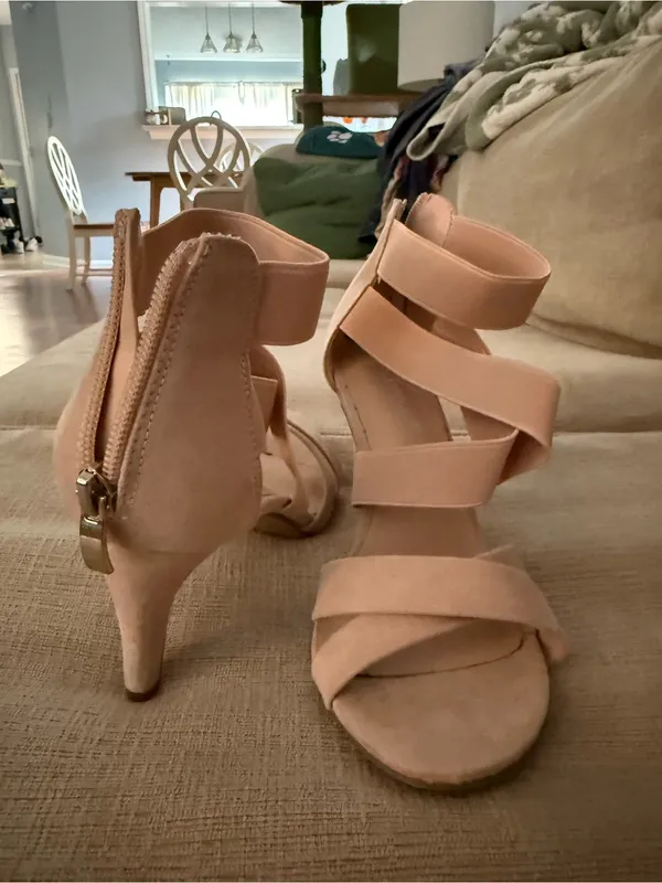 Women’s Blush Strappy Ankle-Wrap Heeled Sandals - Image 3