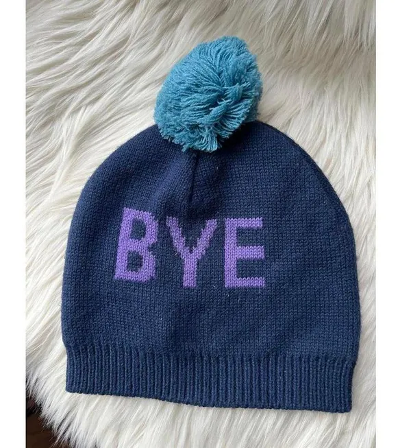 Colorful Knit Pom Pom Beanie - HI & BYE Design - Image 2