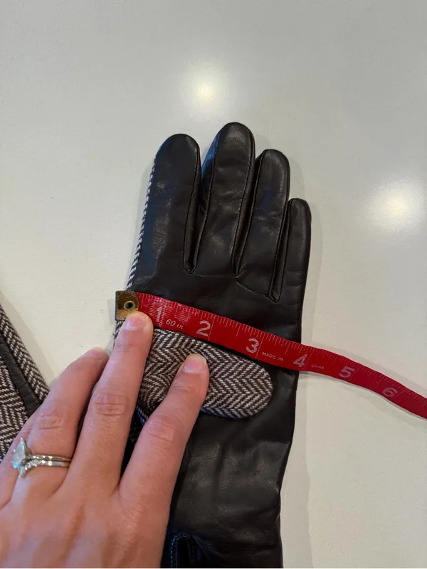 Lauren Ralph‎ Lauren Herringbone Wool Gloves Brown Leather - Image 4