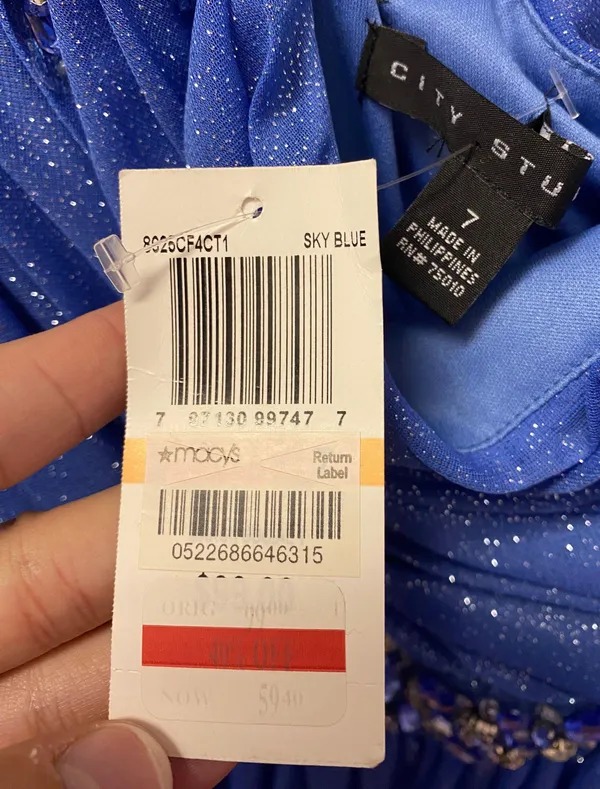 Macy's City Studios Formal / Hoco / Event Sparkly Blue Dress - Image 4