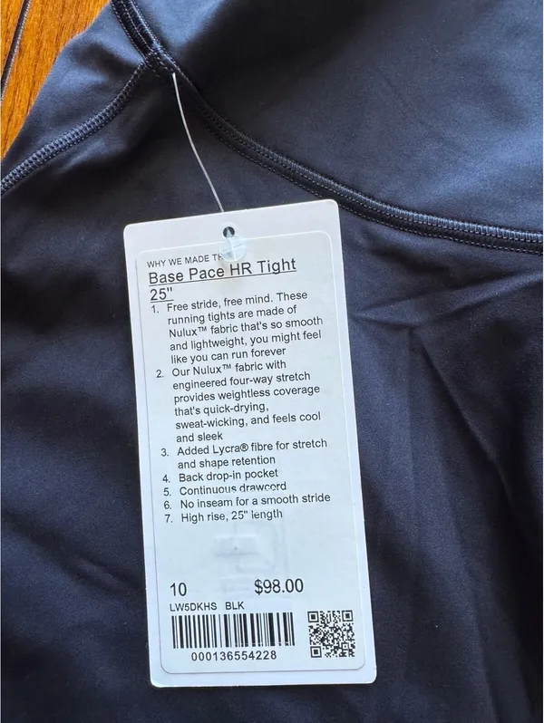 Lululemon Base Pace High Rise 25” Black Size 10 NWT - Image 4