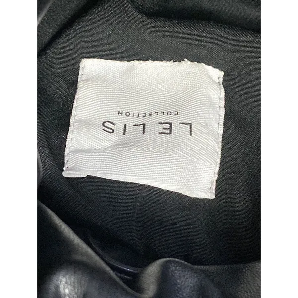 Le Lis Black Faux Vegan Leather Quilted Long Sleeve Crop Puffer Coat Jacket Sz L - Image 5