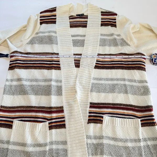 Torrid Ivory Colorful Stripes Shawl Knit Open Front Cardigan‎ Sweater Size 2X - Image 10