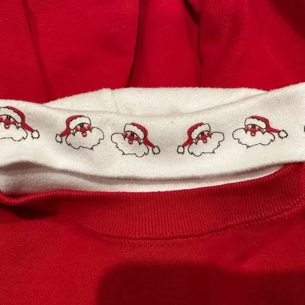 Vtg 80s Jerzees ugly Christmas sweatshirt single stitch/faux turtleneck Sz Large - Image 3