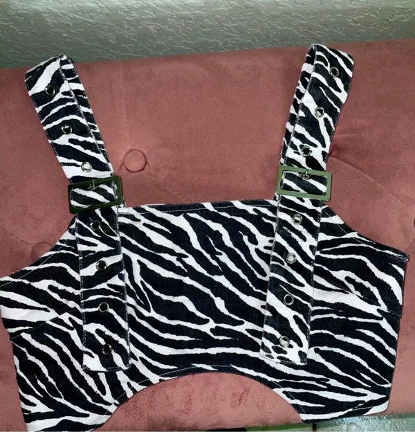 Zebra Print Buckle Top Size XS - Image 2