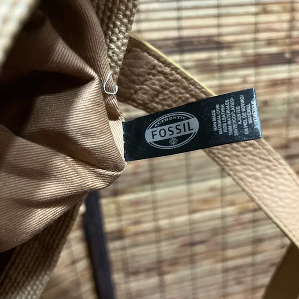 Fossil Preston Woven Straw and Leather Shopper Shoulder Bag - Image 6